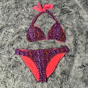Pink and Purple Leopard Print Bikini